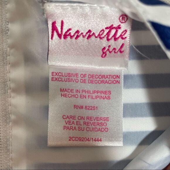 Nanette girl spring dressy fancy party dress size 6x navy white stripes flower - Picture 9 of 13